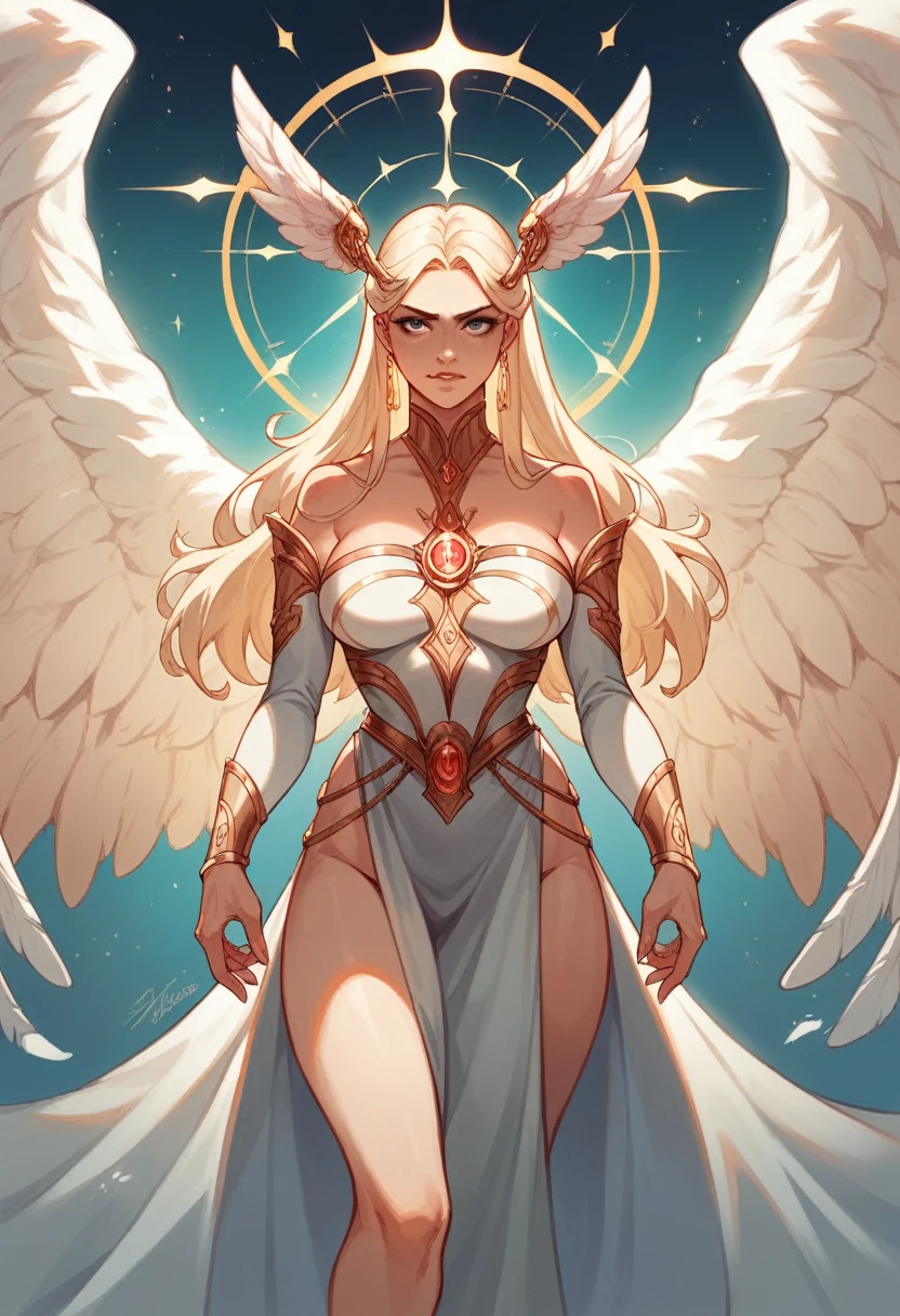 A goddess ,  immortal aura, holy lights embrazing her, castig a supreme spell, angel wings,