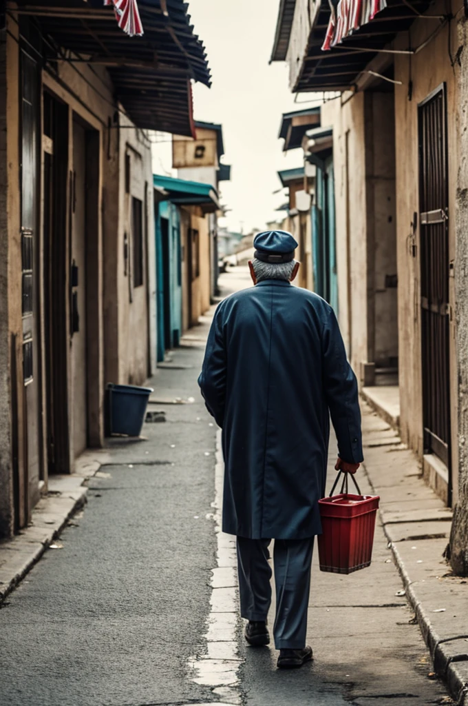 Old man walking to the market