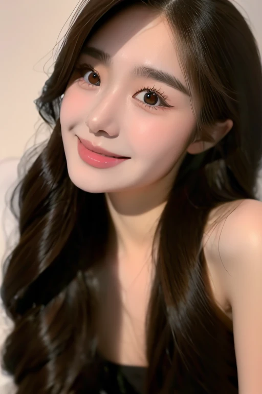 1girl, Solo, High Resolution, Long Hair, Breasts, Brown Hair, Large breasts, Open Mouth, Simple backgroundHyperrealism, Realism, Social Realism,