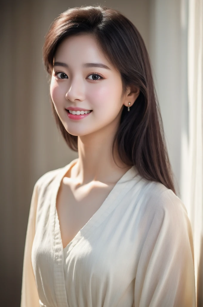 1girl, aodai white, photo art, (flower), a stunning photo with beautiful saturation, ultra high res,(realistic:1.4)),deep shadow,(best quality, masterpiece), pale skin, dimly lit, shade, flustered, blush, highly detailed, skinny, BREAK depth of field, film grain, wrinkled skin, looking at viewer, knee, warm smile, (upper body), masterpiece,ultra realistic,32k,extremely detailed CG unity 8k wallpaper, best quality