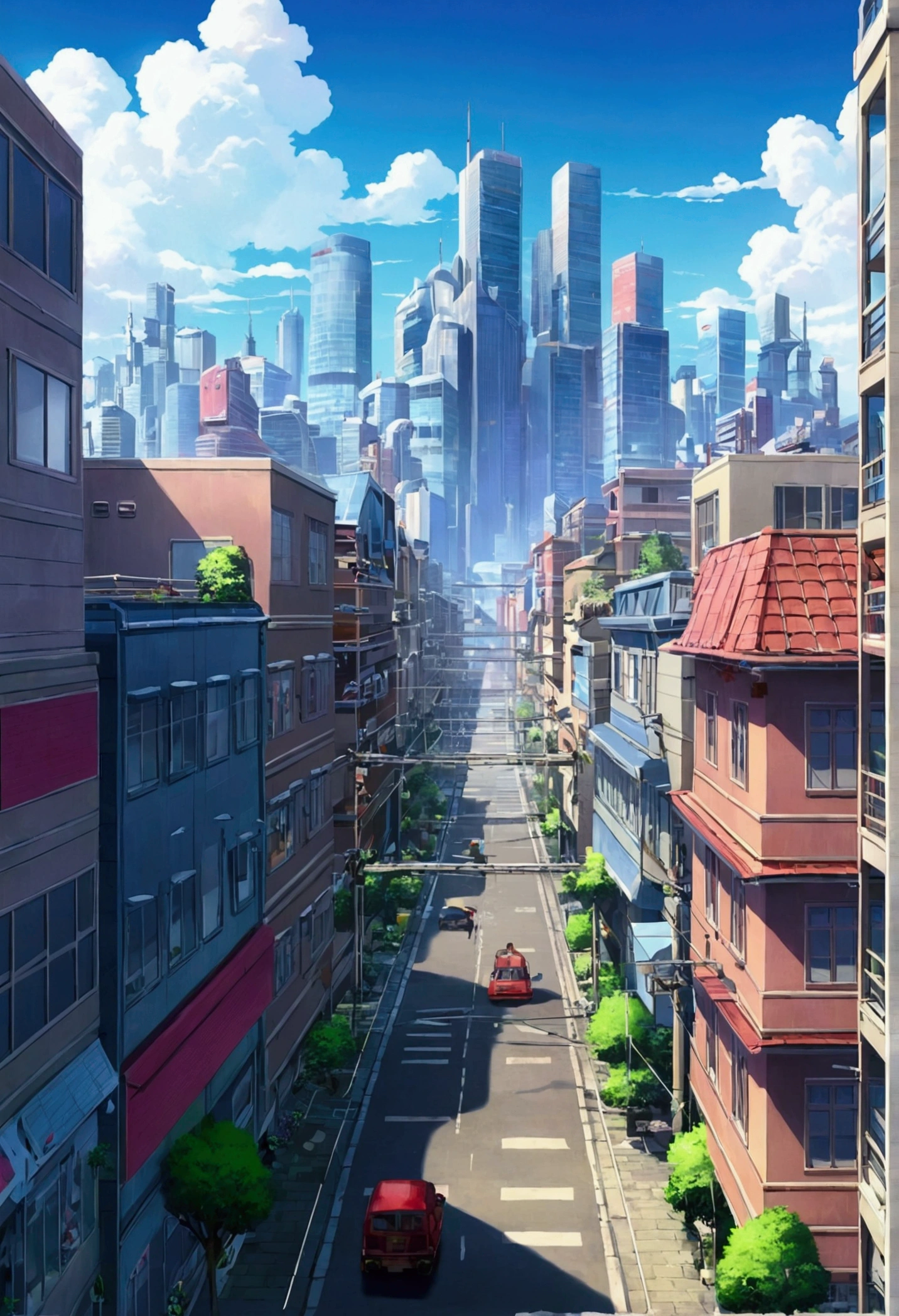 anime ladscape, city