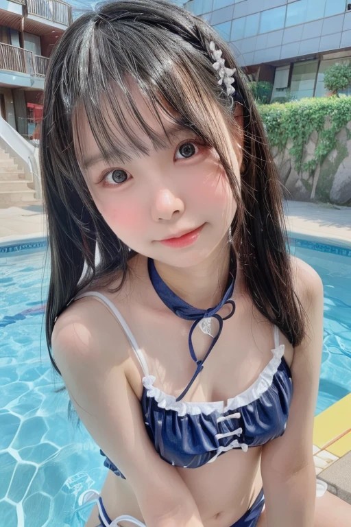 (masterpiece,best quality:1.4),(8k,raw photo,photo realistic:1.2),((super resolution:1.4)), (absurdres:1.3),(shiny skin),detailed skin,detailed face,detailed eyes,beautiful shining eyes:1.3,Symmetrical eyes,professional,1girl,Japanese idol,beautiful face,extremely Detailed Background,Upper Body,(Your smiling face is so cute)、Shy laugh,A droopy smile,Shonan、Swimming in the sea,Leisure pool,Play in the sea、Faces of schoolgirls、Face of junior high school girl、 face、Cute swimsuit、Open your mouth a little,Beautiful Face、self,,Natural light、(Cute swimsuit with very detailed details,Popular teen swimsuit trends,Online shopping,Rakuten Ichiba,Shimamura)