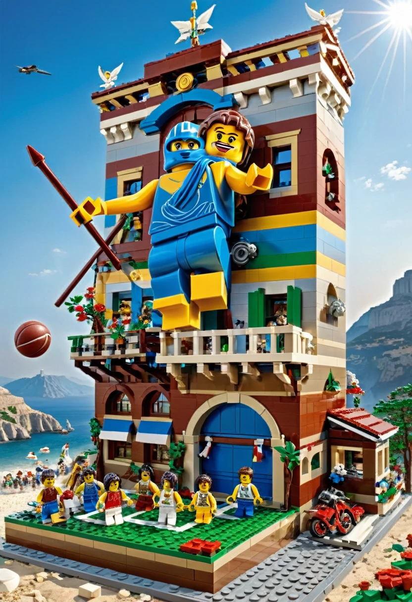Magazine cover,best quality, very good, 16K, ridiculous, Very detailed, Greece,Made of Lego, ((Sports Day))((A masterpiece full of fantasy elements))), ((best quality)), ((Intricate details))(8K)