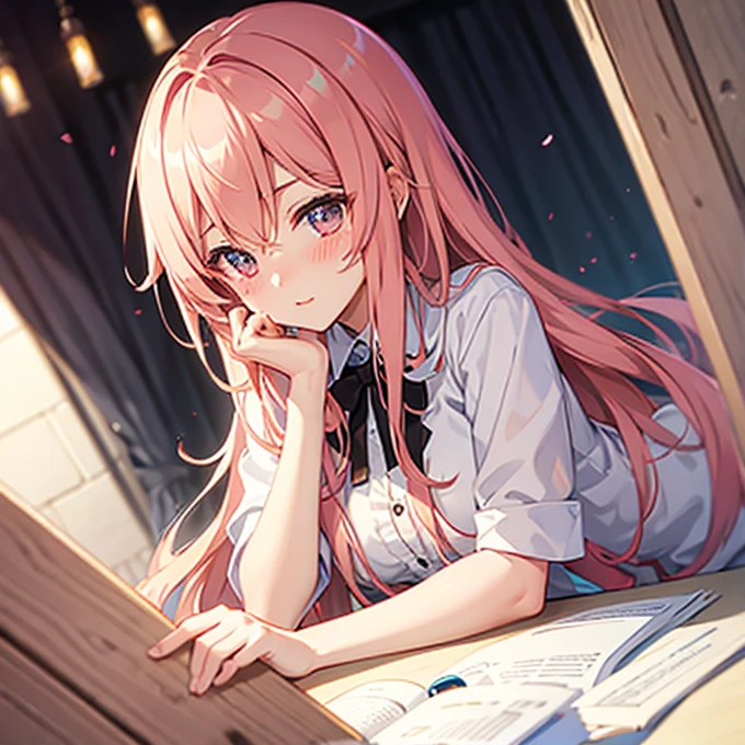  Watching you,Blushing , elegant, Light Shiru&#39;s Hair, Long Hair, room, blush, Detailed face, Detailed eyes, Beautiful Face, bikini,Pink Eyes 、cute、In love with you