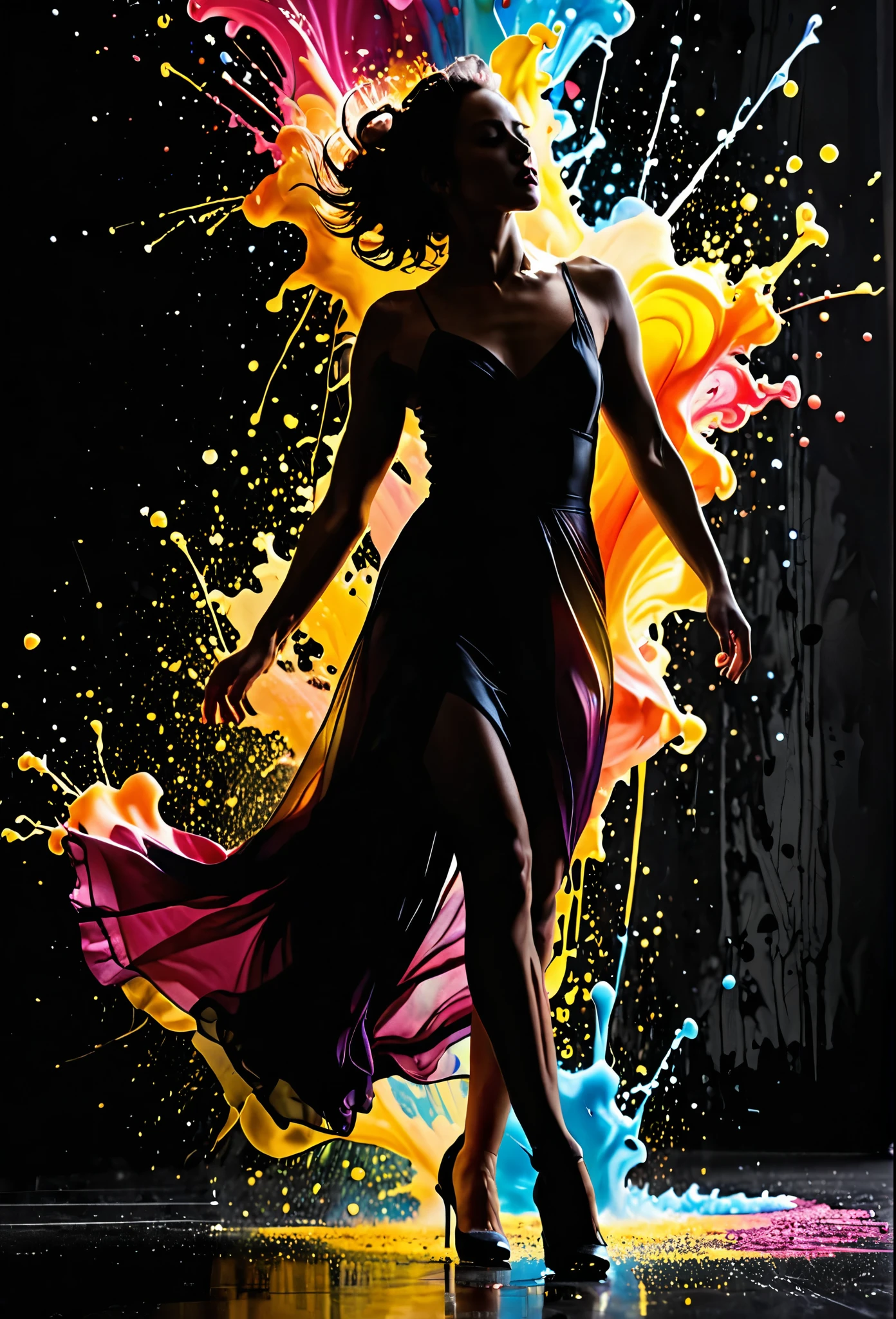 a Lady silhouette (best quality,4k,8k,highres,masterpiece:1.2),ultra-detailed,(realistic,photorealistic,photo-realistic:1.37),ink splatter art,abstract,black and white,high contrast,dark shadows,fluidity,mysterious aura,spontaneous creation,stunning textures,layered complexity,dripping effects,sharp lines,beautiful chaos,organic patterns,expressive strokes,visual depth,emotional impact,dynamic composition,splashes of color,ethereal atmosphere,bold and dramatic,glowing highlights,subtle gradients,dynamic movements,erupting energy,ink mixing,mind-bending illusions,twisting forms,sensory explosion,thought-provoking,unpredictable shapes,harmonious disarray,fluid transitions,dancing ink,hidden stories.
Notice:The keywords in these content features are just to help you and users better understand the prompt content.,Will be translated into corresponding Chinese keywords as a reference for generating samples,But it cannot appear in the generated prompt。In addition, these keywords are only for reference,You need to understand the true meaning of keywords,Give users a good hint。