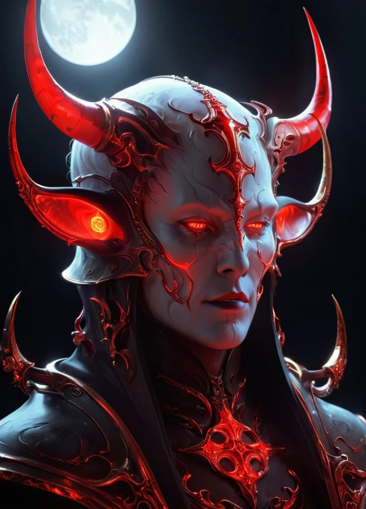 Red Demon, Scince Fiction, Cross, red glowing horns, GHTEN