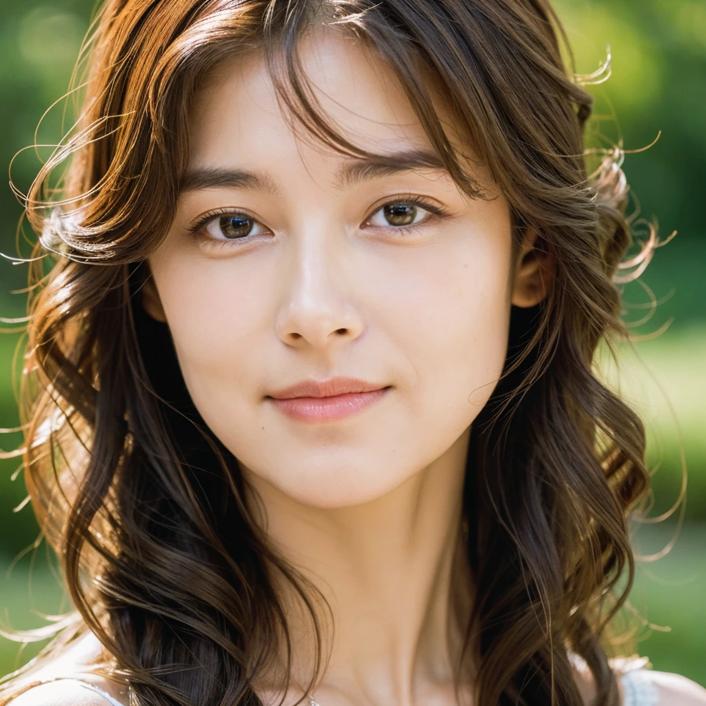 Beautiful mature woman with beautiful wavy long hair, close-up of her face, Ultra-high resolution,(Realistic:1.4), ((Highest quality)), ((masterpiece)), (be familiar with),