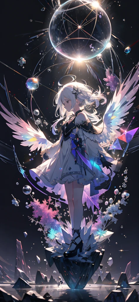 (Highest quality:1.4), (masterpiece:1.3), (Ultra fine:1.2), {Lens flare|Movie Posters|Tarot Card Frame:1.0}, (Close-up:1.0), (Negative Space:1.6), (Floating colorful elements:1.0) { Wind|watermagic|ink|crystallization|ice|fire|inflammation|thunder|spiderweb|rock|sand|particle|fire花|Blood }, (Lots of colorful objects:1. 0) { Soap bubble|cloud|Thorn|Splinter|Vine|trend|spiral|Halo|wing|刺green|cube|Regular octahedron }, (Floating Elements:1.0) { red|green|green|water色|purple|yellow|black|white|grey|pink|orange|stone灰} { ribbon|wing|particle|blade|Droplets|Snow flakes|Soft sphere} { ribbon|wing|particle|blade|Droplets|Snow flakes|Soft sphere} { ribbon|wing|particle|Snow flakes|Soft sphere} { ribbon|wing|particle|Soft sphere }, ({water晶|ice|fire|inflammation|Wind|water|Earth|stone|universe|music|sound wave|Vortex}) {magic|wing}:1.1), ({Ray Tracing|Shining|眩しい太陽light、light、Caustics|night、暗いtheme|mysterious、Creepy|peacefulness、pastel colour}:1.2), (Rainbow colors:1.0), (Beautiful detailed sparkle:1.1), ({Mysterious|Sky|Beyond|Sublime}theme:1.5)
