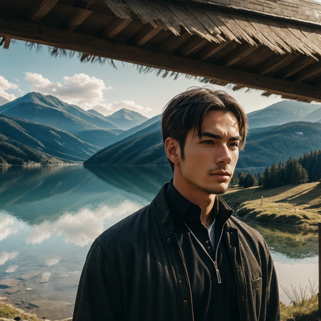 _shuimo_ landscape dreamlikeart, masterpiece, sharp male focus