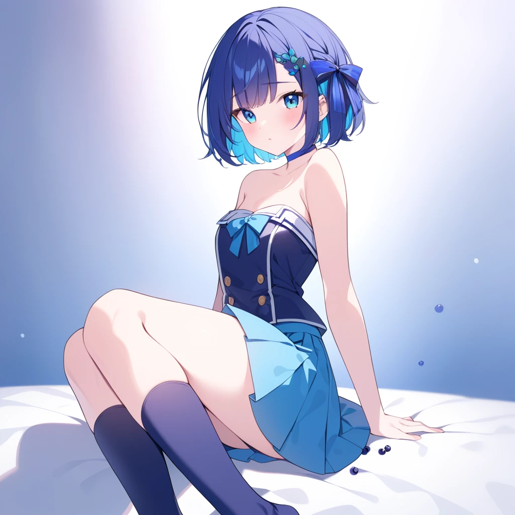 (masterpiece:1.3), (best quality:1.3), high resolution,
from above,
leaning forward, body facing forward, crawling on all fours,
(one cute girl:1.3), solo,
white skin, small Breast, eight-headed person,
light blue hair, (bobbed hair:1.2), (short hair:1.2), (blunt bangs:1.2), beautiful hair, blue eyes, beautiful detailed eyes,
blush, heart, cheerful smile,
blue check skirt, camisole, white and blue clothes, earrings,
indoors, white room, bed,
shadowlighting,