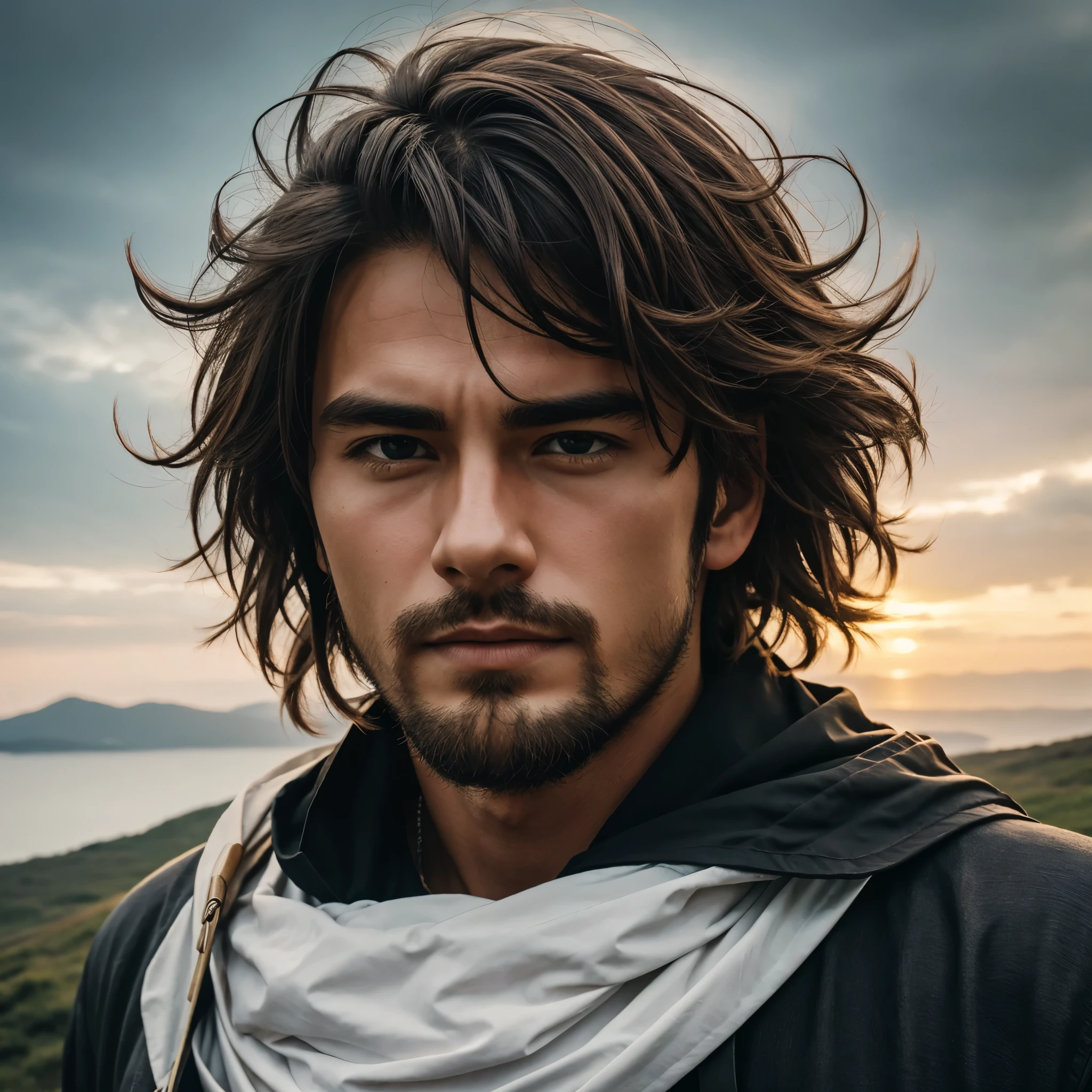 _shuimo_ landscape dreamlikeart, masterpiece, sharp male focus