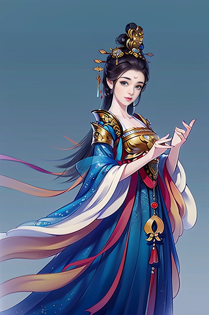 （masterpiece，super detailed，HD details，highly detailed art）1 girl，Half body，xianxia，blue，elegant，Highly detailed character designs from East Asia，Game character costume design，simple，ultra high resolution, sharp focus, epic work, masterpiece, (Very detailed CG unified 8k wallpaper)，pretty face，beautiful eyes，HD details