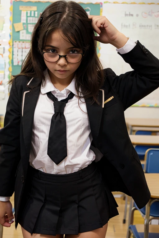 s, (school uniform), black panties, glasses