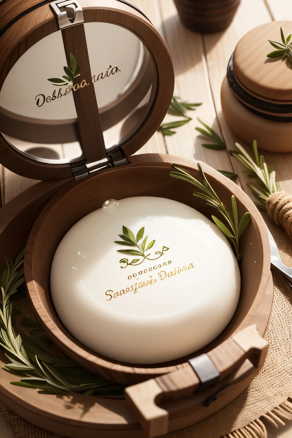 Handcrafted Soap Shop Logo, Refinada logo, dainty, minimalistic, Soap bubbles and sprig of rosemary