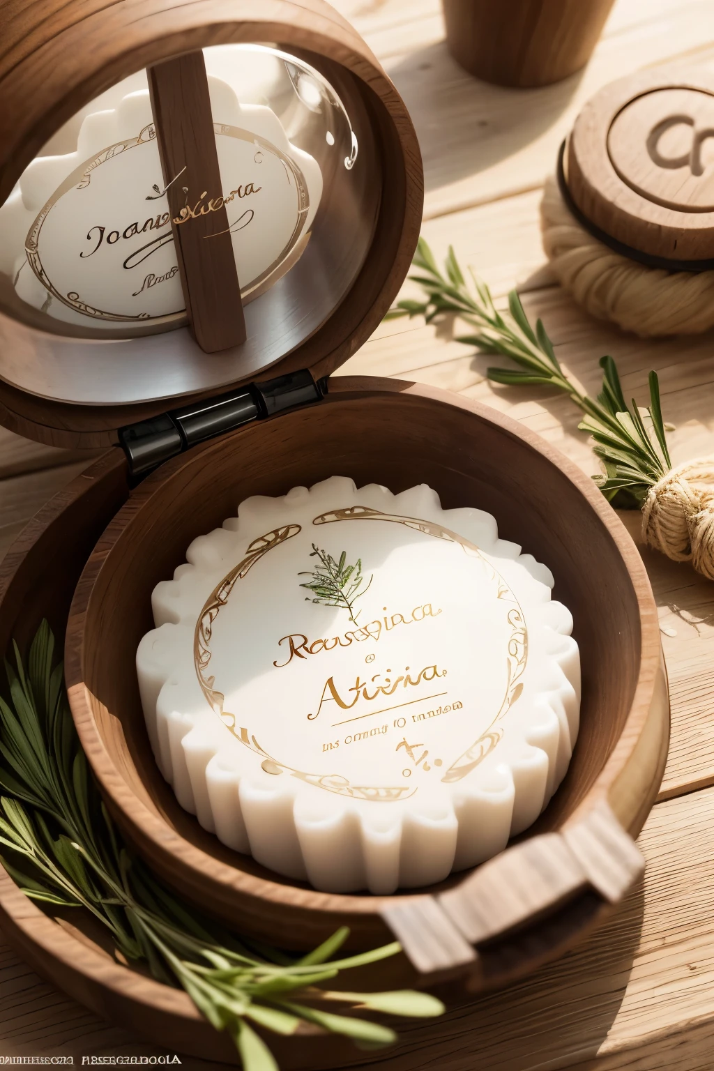Handcrafted Soap Shop Logo, Refinada logo, dainty, minimalistic, Soap bubbles and sprig of rosemary