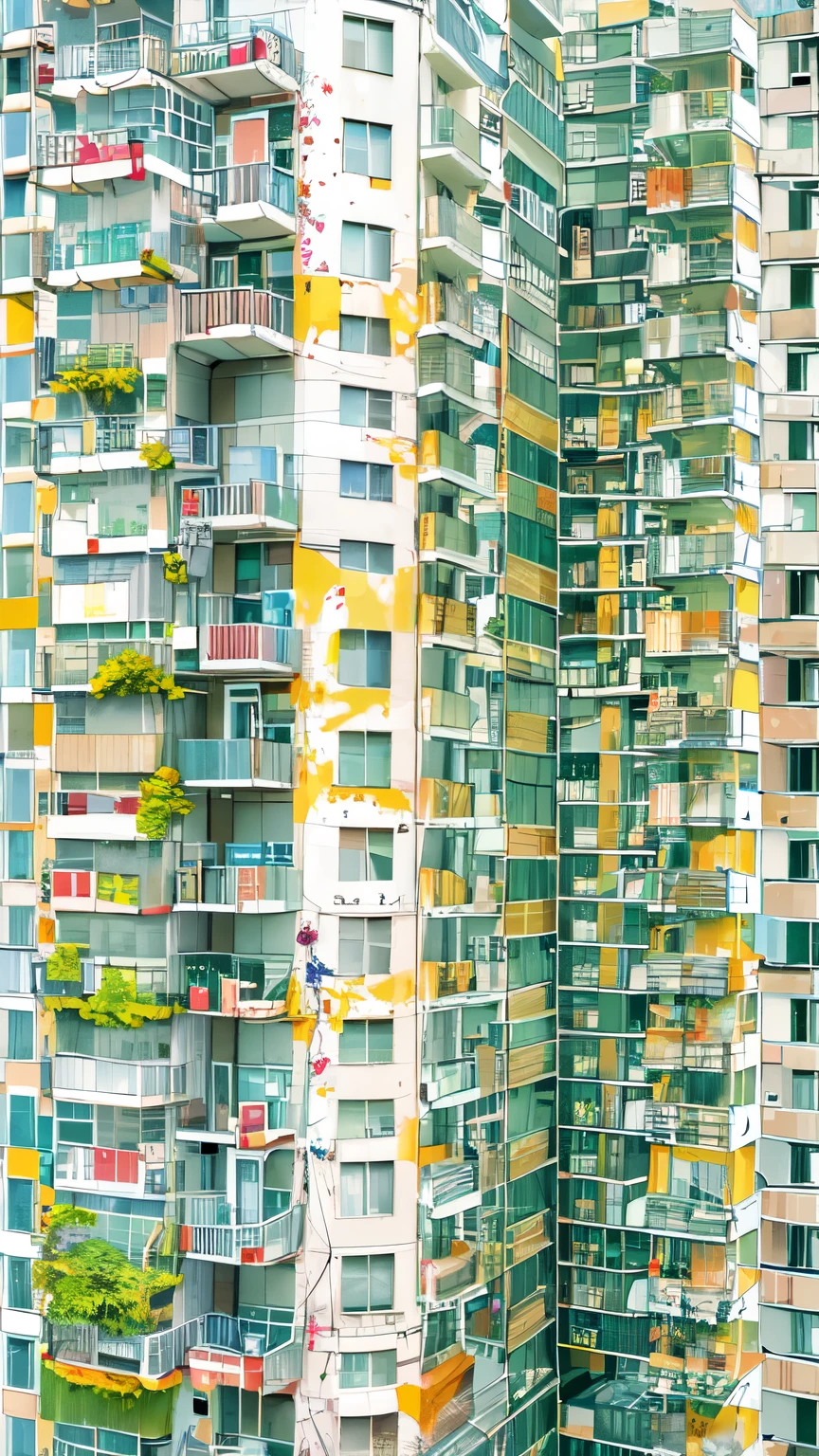 Architectural Marker Paint、80's、Tokyo、Huge housing complex、No humans、Watercolor