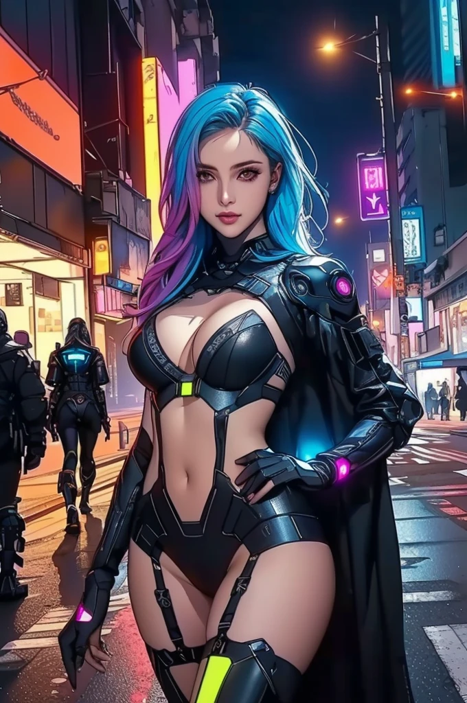 Images of women in their 50s on the streets of the city, Hero pose Colorful city lights, Cyber Suit, diverse Cyber Suit, Cyber Universe Style, BoobsCyberpunk, [ Trending on CGSociety ]!!, Cyberpunk Women, Lostrun 8k, Official Fan Art, cgsociety masterpiece, , Official artwork, Full Cosplay, Bright Cyberpunk Glow