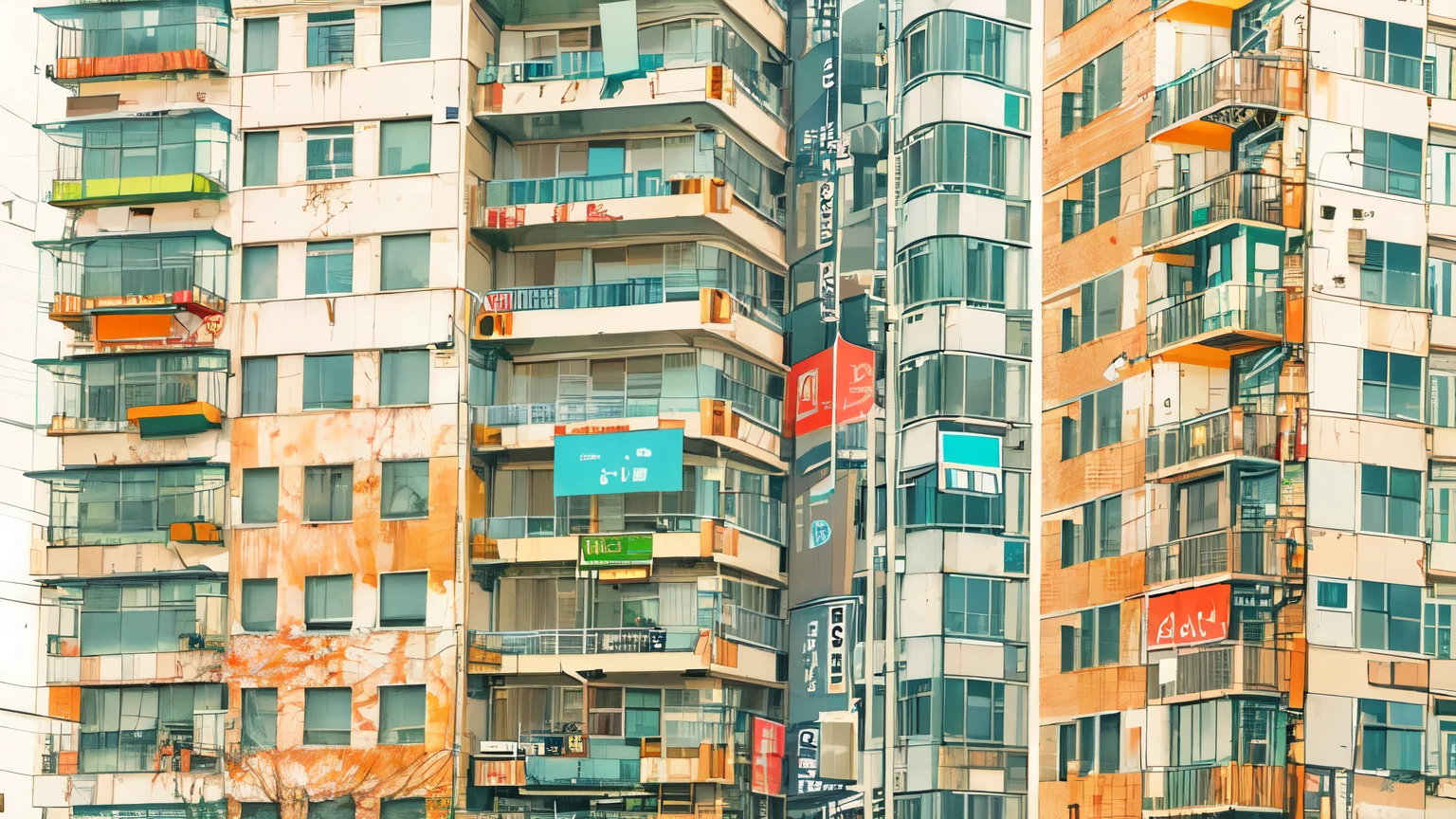 Architectural Marker Paint、80&#39;s、Kowloon City、Hongkong、Vision、No humans、Watercolor