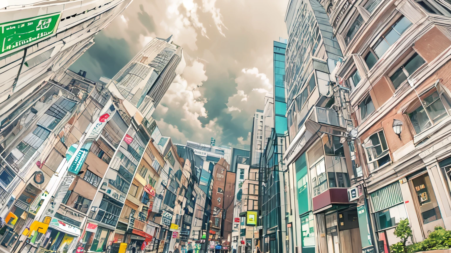 Architectural Marker Paint、the 60&#39;s、Kowloon City、Hongkong、Vision、Shooting from the ground、Wide-angle lens、No humans、Cloudy、Watercolor