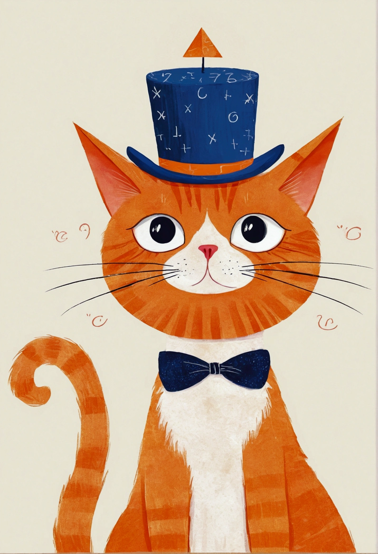 there is a Cat that is standing up with a hat on, Paul Bird（Paul Bird）Numbers, both sides, The art of math, anthropomorphic Cat, andy Catling, Cat design, Cartoon and simple, illustration of a Cat, !!! Cat!!!, Cat with a hat, funny illustration, an anthro Cat, #illustration, the Cat is orange