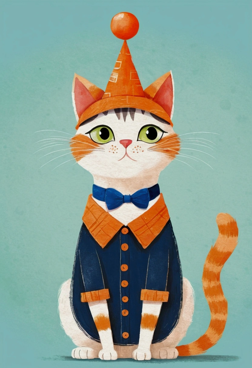 there is a Cat that is standing up with a hat on, Paul Bird（Paul Bird）Numbers, both sides, The art of math, anthropomorphic Cat, andy Catling, Cat design, Cartoon and simple, illustration of a Cat, !!! Cat!!!, Cat with a hat, funny illustration, an anthro Cat, #illustration, the Cat is orange