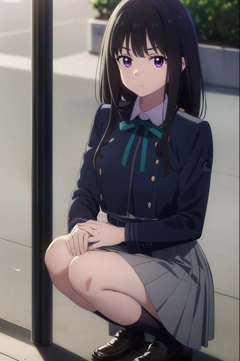 in 8K、top-quality、masterpiece、ultra-detailliert、Ultra-high resolution、((1 persons))、girl with、校服、Braided hair、makeups、Plaid mini skirt、Train、dozing、white panty