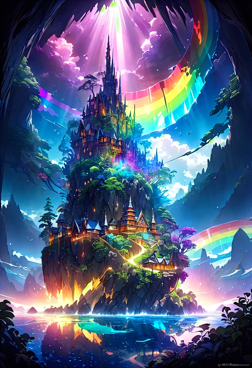Super detailed, Super complicated, Extremely precise, Mysterious Island, Gothic fantasy meets crystal art, High transparency, Dark fantasy collaboration, Fantastic rainbow-colored mirror reflection, Transparent full color clear water, Sunlight casts a dramatic light on the island, BREAK Professional spray work, Extremely detailed and intricate brushwork, Detailed and clear depiction, Absurd aesthetics,
BREAK Simply Beautiful, A dark background that makes the subject stand out, Dramatic light and shadow, Cinematic lighting for dramatic subject emphasis, A fusion of aesthetics and impact,
BREAK Highest quality, Highest Resolution, Optimized Octane Rendering, super retina vision,