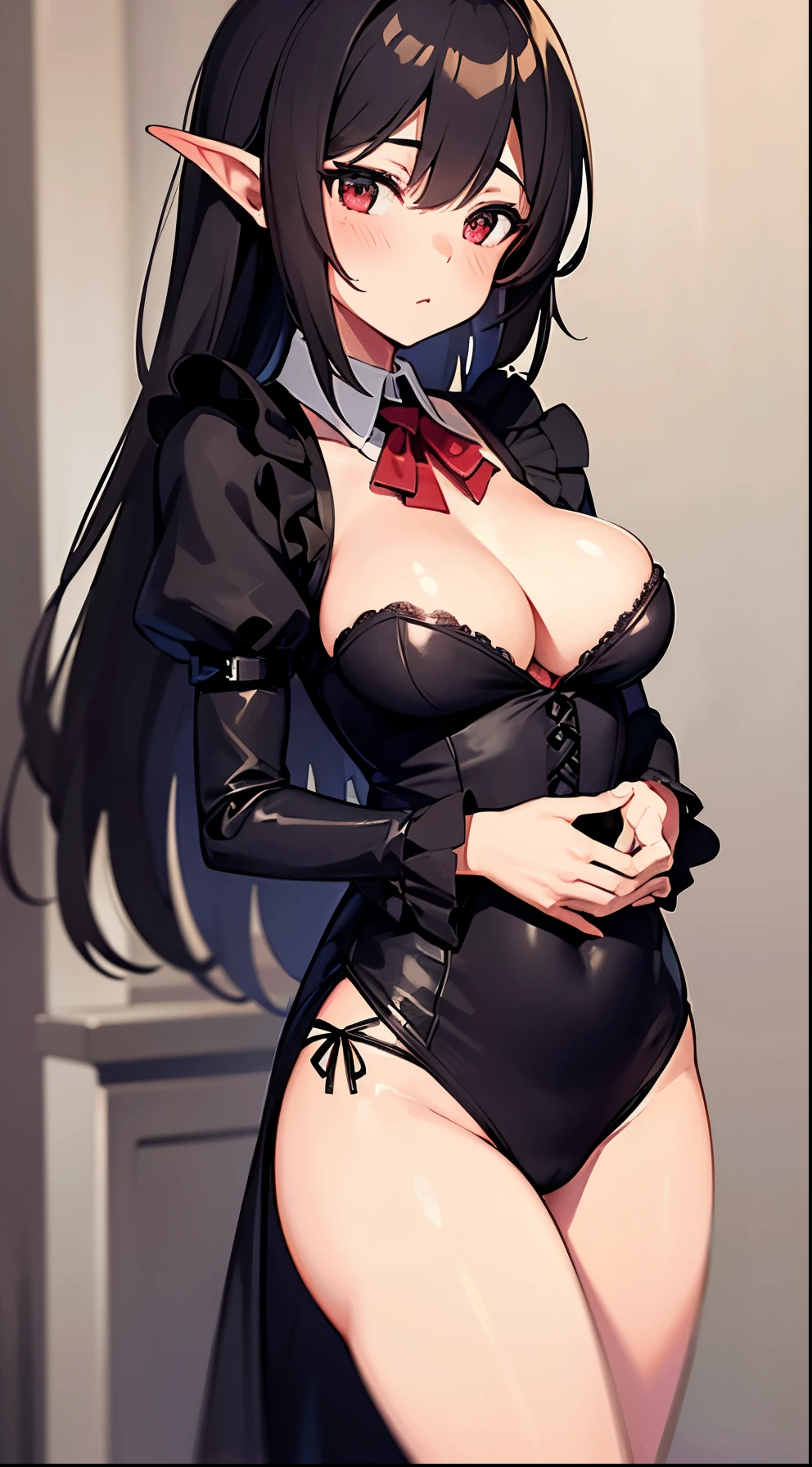 One girl, solo, High resolution, chest, Succubus Maid