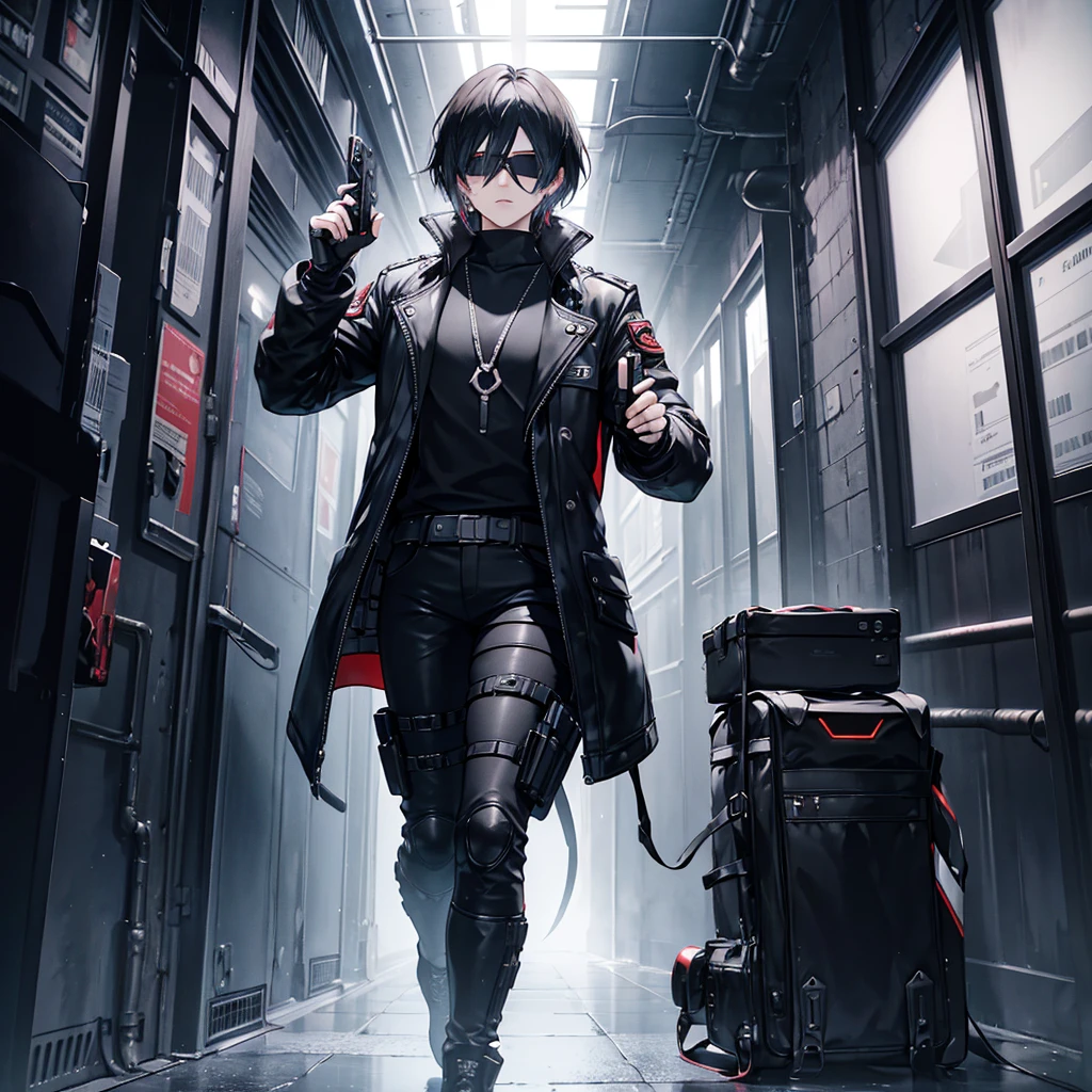 leon kennedy black hair black outfits Cover poster，The theme is exploring the metaverse,Open a new virtual world，There is no text，Former Cosmic Elements，Fusion of reality and virtuality，immersive experience，Virtual reality technology，Augmented reality technology，Cloud rendering technology，Looking forward to the future metaverse world，Challenges facing metaverse technology，Application prospects of the metaverse