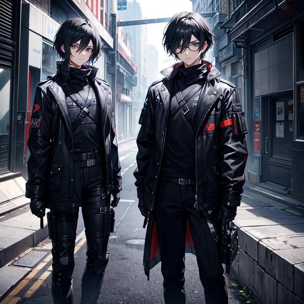 A young men look like leon kennedy black hair black outfits Cover poster,The theme is exploring the metaverse,Open a new virtual world,There is no text,Former Cosmic Elements,Fusion of reality and virtuality,immersive experience,Virtual reality technology,Augmented reality technology,Cloud rendering technology,Looking forward to the future metaverse world,Challenges facing metaverse technology,Application prospects of the metaver