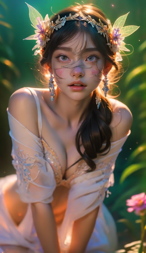 nude (((masterpiece))), (((highest quality))), ((Super detailed)),(Highly detailed CG illustrations), ((Very delicate and beautiful)),Cinematic light, Create fantastic fantasy art, Fairy Fantasy, Hoan Lap, myth, A girl, French girl in Hmong costume, Hmong, clothing, headdress, Nipple ring, 8k wallpaper, solidarity, Art Station, High resolution CG