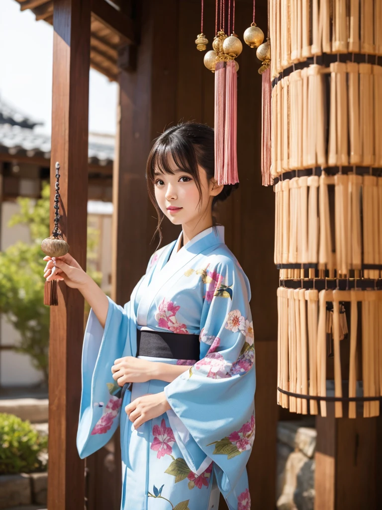 Beautiful girl wind chime kimono
