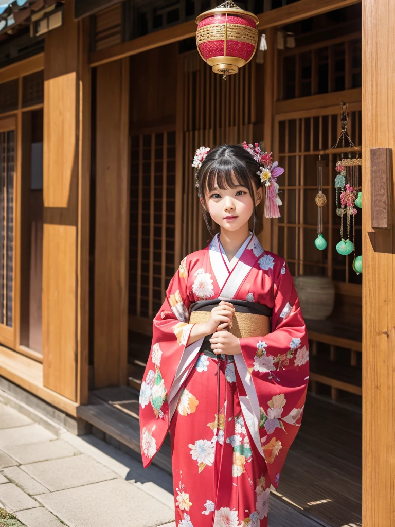 Beautiful girl wind chime kimono