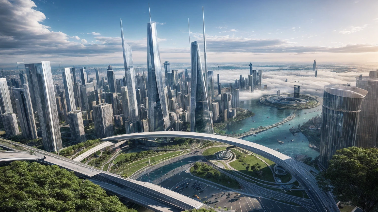 (Best quality,4K,8K,A high resolution,Masterpiece:1.2),Ultra-detailed,(Realistic,Photorealistic,photo-realistic:1.37),Futuristic floating city,Futuristic technology,Huge urban high-tech tablet platform,Airship,Floating in the sky,Futuristic city,Small airships around,High-tech hemispherical platform,Colorful lights,Advanced architecture,modernn architecture,skyscrapper,Access the cloud,Scenic beauty,view over city,Impressive design,Blend seamlessly with nature,energetic and vibrant atmosphere,Futuristic transportation system,Parking is suspended,Transparent path,Lush greenery,Sky gardens,cascading waterfalls,Magnificent skyline,reflections on the water,Sparkling river,Architectural innovation,futuristic skyscrapers,Transparent dome,The shape of the building is unusual,Elevated walkway,Impressive skyline,Glowing lights,Futuristic technology,Minimalist design,Scenic spots,Panoramic view,Cloud Piercing Tower,Vibrant colors,epic sunrise,epic sunset,Dazzling light display,magical ambiance,The future city,Urban Utopia,LuxuryLifestyle,Innovative energy,sustainable development,Smart city technology,Advanced infrastructure,Tranquil atmosphere,Nature and technology live in harmony,Awesome cityscape,Unprecedented urban planning,Architecture connects seamlessly with nature,High-tech metropolis,A cutting-edge engineering marvel,The future of urban living,Visionary architectural concept,Energy-efficient buildings,Harmony with the environment,A city floating above the clouds,Utopian dreams become reality,The possibilities are endless,State-of-the-art transportation network,Green energy integration,Innovative materials,Impressive holographic display,Advanced communication system,Breathtaking aerial view,Quiet and peaceful environment,Modernist aesthetics,Ethereal beauty