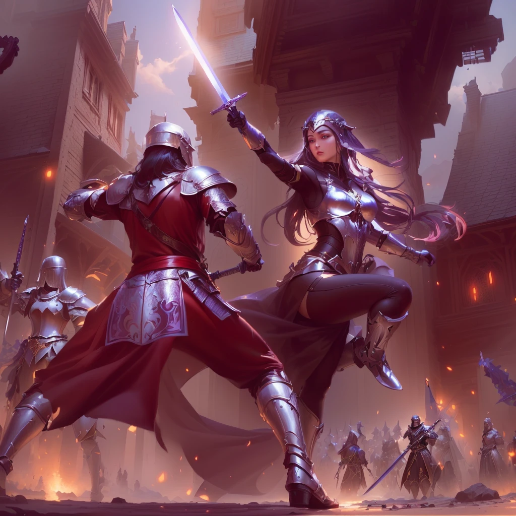 arafed image of a woman in a knight outfit holding a sword, 8k fantasy art, 4k fantasy art, 2. 5 d cgi anime fantasy artwork, artgerm and wlop, medieval fantasy game art, wlop and artgerm, artgerm and atey ghailan, epic fantasy digital art style, fantasy game art