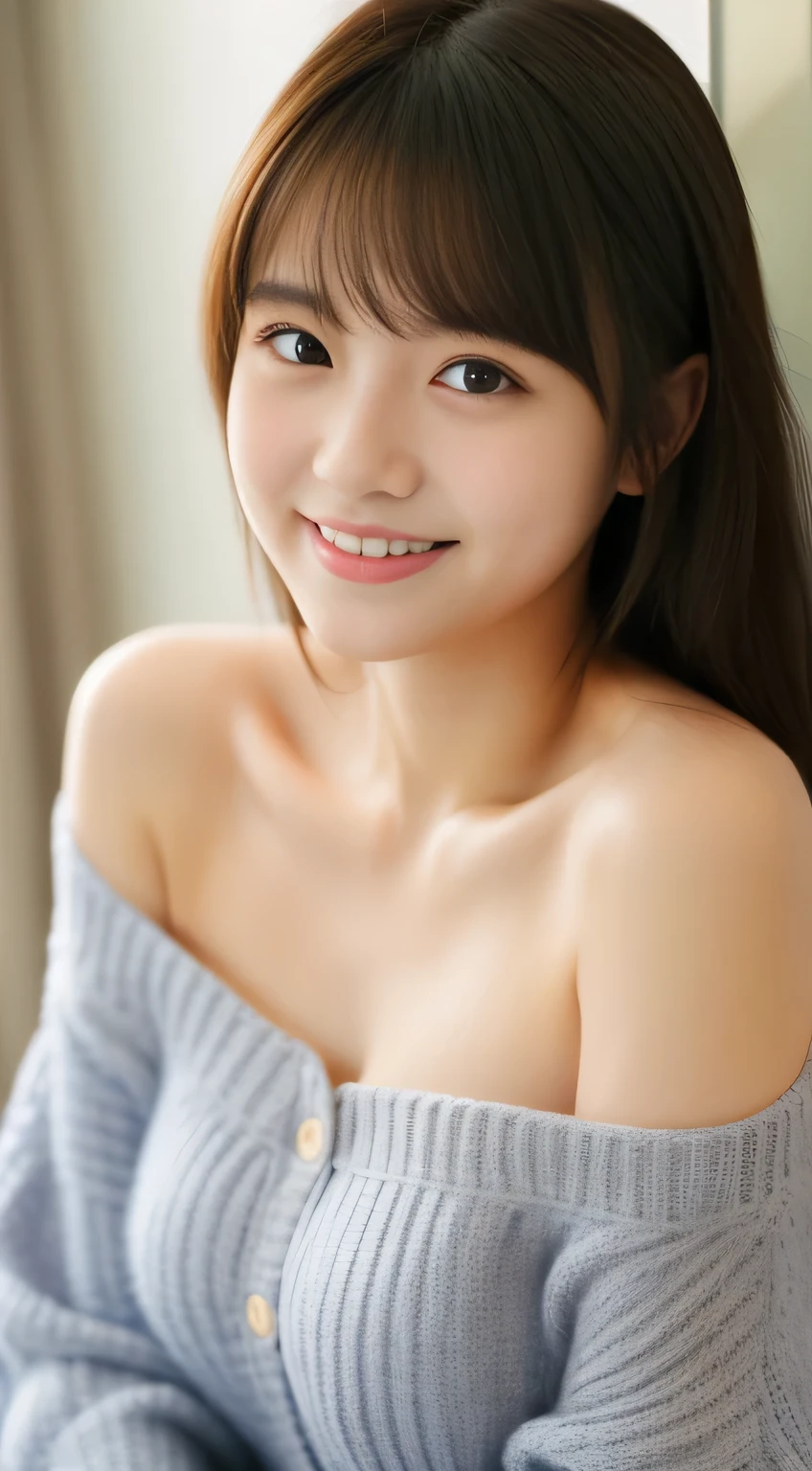 masterpiece,best quality,(Japanese girl),((Beautiful girl)),cleavage,(off shoulder:1.2),(perfect body beauty:1.2),(shy smile),