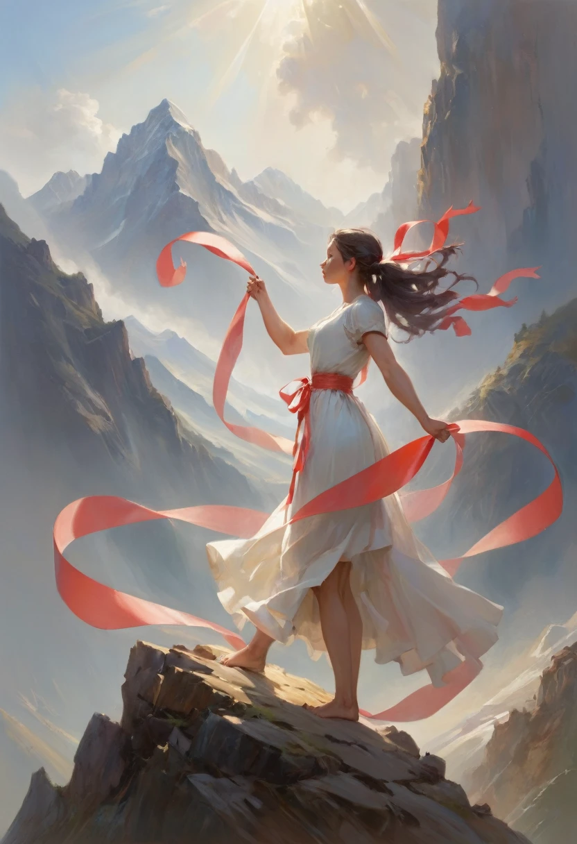Light，strength，figure，，Mountain，Ribbon