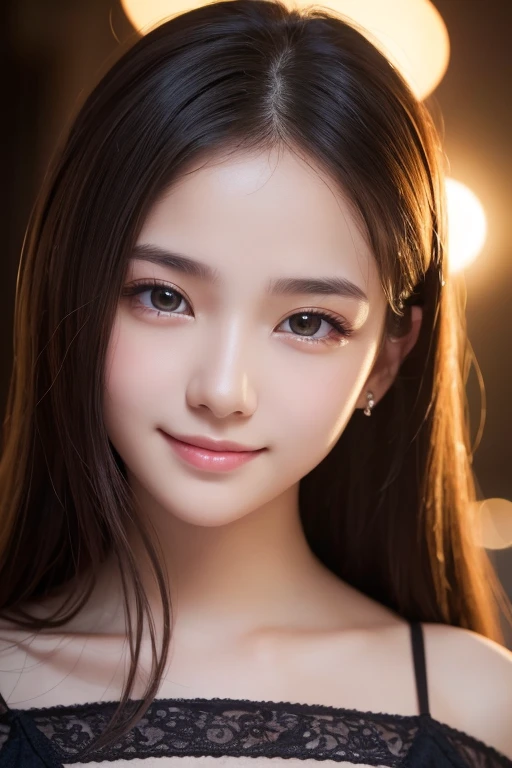 (Surreal), (Consciousness upward), (High resolution), (8k), (Very detailed), (The best Consciousness upwardns), (Beautiful and detailed), (Highest quality), (Very detailedな), (masterpiece), (Detailed face), Big eyes,Sweaty, Slender body, Long Hair,Colored inside,alone,A girl wearing a simple black bikini, Huge , smile, Sea of night, moon, , See through,Beautiful and fair、Glowing Skin, 3 Up, Nice, bright, Refreshing and gentle look, Perfect beautiful face, Highly realistic photos, High resolution, Detailed face