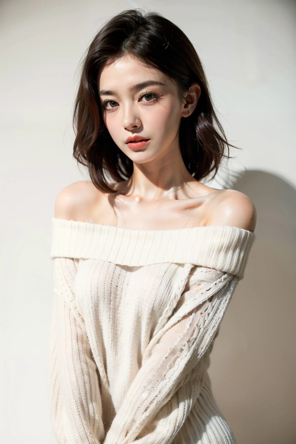 ((best quality)), ((masterpiece)), (detailed), 1girl, off-shoulder sweater,