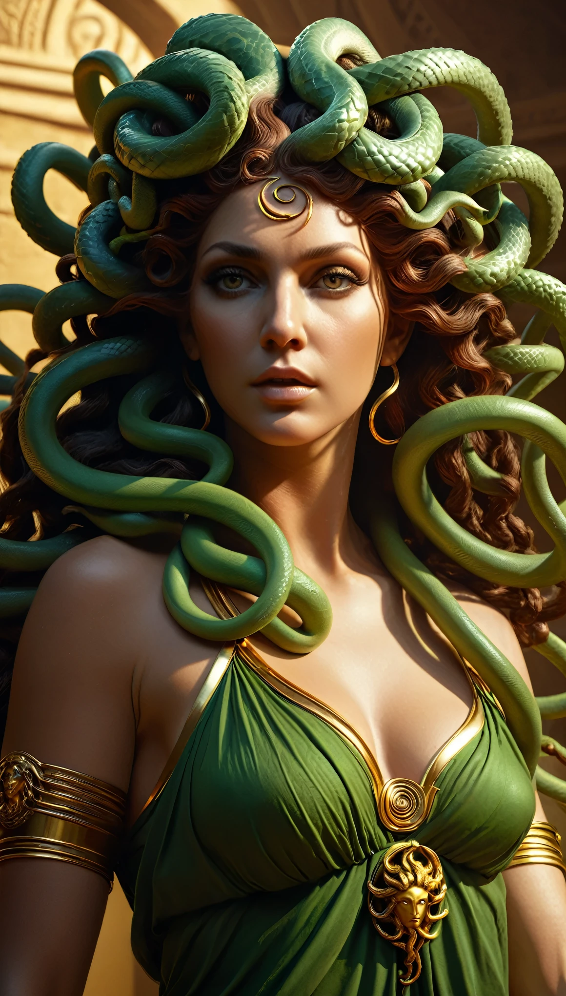 masterpiece,Highest quality,(Highly detailed CG Unity 8K wallpapers),(Highest quality),(Best illustrations),(Best Shadow),Realistic lighting,,Medusa,Peter Moerbacher