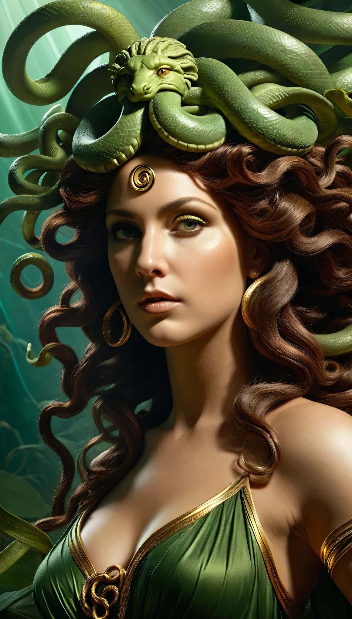 masterpiece,Highest quality,(Highly detailed CG Unity 8K wallpapers),(Highest quality),(Best illustrations),(Best Shadow),Realistic lighting,,Medusa,Peter Moerbacher