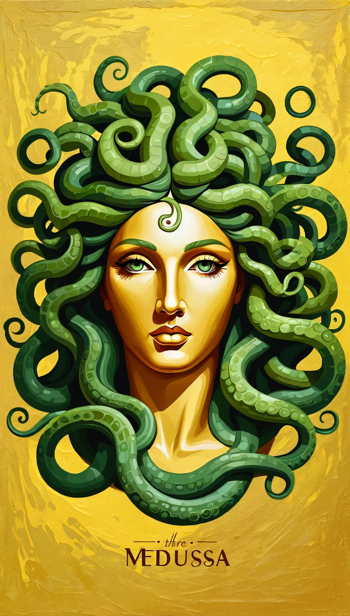 masterpiece,Medusa oil painting illustration,Vector Flat,Vector art,Three-dimensional texture