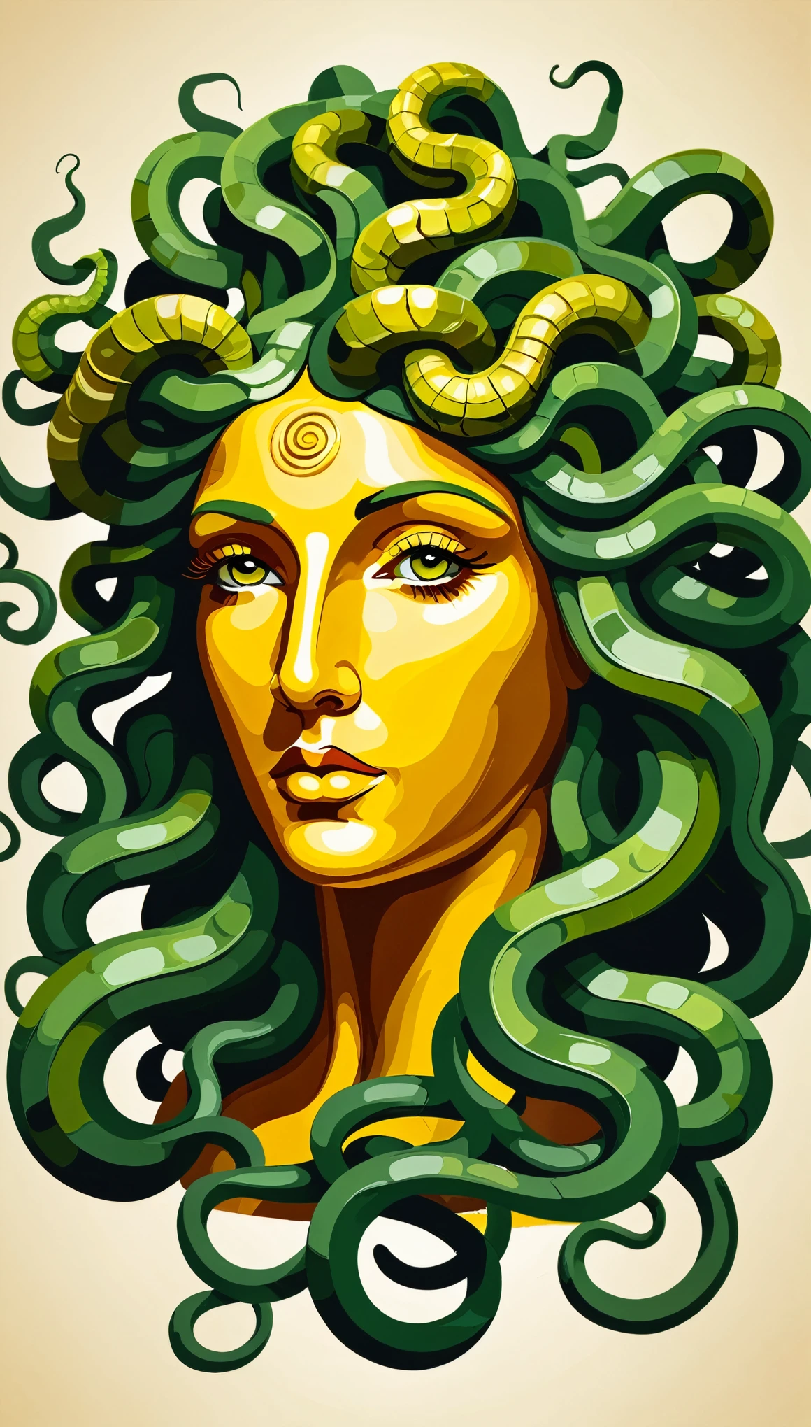 masterpiece,Medusa oil painting illustration,Vector Flat,Vector art,Three-dimensional texture