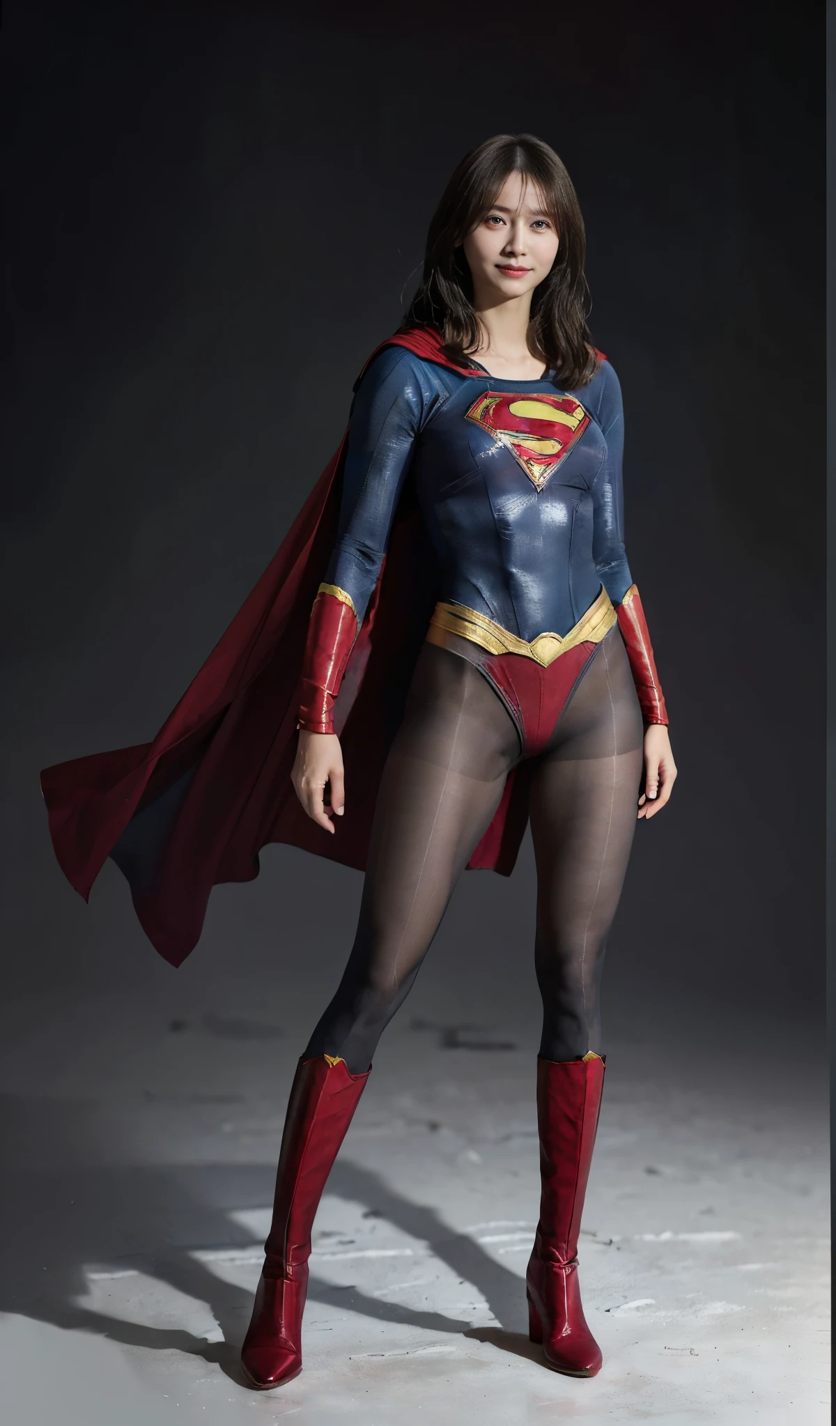 No background、(((Beautiful short haircut)))、(((Beautiful legs in black tights.)))、(((Legally express the beauty of your smile)))、((((Make the most of your original images)))、(((体にぴったりフィットするSupergirl Costume)))、(((Supergirl Costume)))、(((short and beautiful hair)))、(((suffering)))、(((Please wear black tights....、Wear red boots)))、((Best image quality、8k))、((Highest quality、8k、masterpiece:1.3))、(((Preserve background )))、Sharp focus:1.2、Beautiful woman with perfect figure:1.4、Slim Abs:1.2、Wet body:1.5、Highly detailed face and skin texture、8k