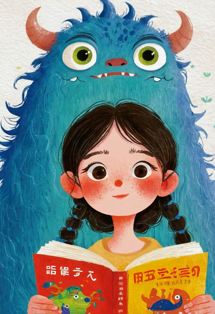 There is a cartoon picture with a monster, author：Toth Wu, by Relia Penesic, A beautiful artistic illustration, Lovely detailed artwork, studio ghibli illustration, Cute illustrations, Children&#39;s Book Illustrations, author Pedro Pedraja, Children&#39;s Book Illustrations, Children&#39;s Book Illustrations, Luo Ping, author jeonseok lee, Fine quality illustrations