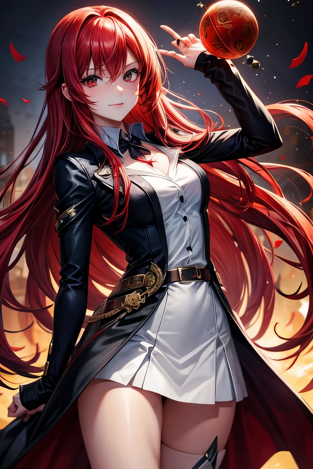 red hair,red eyes,Girl,Magician