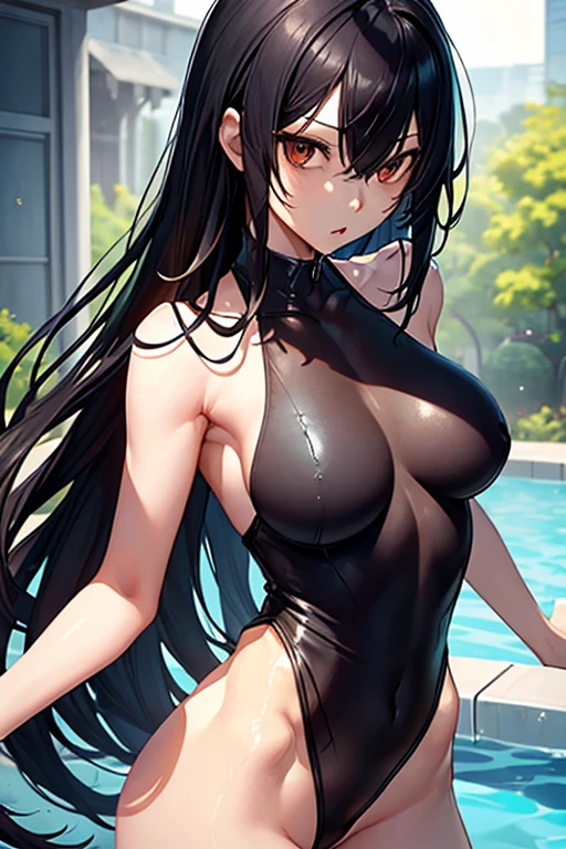 (((Upper Body))、(((slender、leotard)))、Highest quality, 8k, masterpiece :1.3)), whole body, Sharp focus :One Girl,Shiny skin,Sexy pose,Highest quality,Tabletop,shape,Very delicate and beautiful,Hmph,8k壁紙,wonderful,In detail,Official Art,Very detailedなティッカーUnity 8k壁紙,Incredibly ridiculous,Large file size,Very detailedな,High resolution,Very detailed,Beautiful detailed girl,Realistic,X-ray,The queue is full,(((セクシーなleotard)))、(((Beautiful breasts、Black Hair)))、(((Pool)))、 , ((Long black hair))、leotard、Sexy pose、Hairstyle: Long hair、Two hands、Small breasts