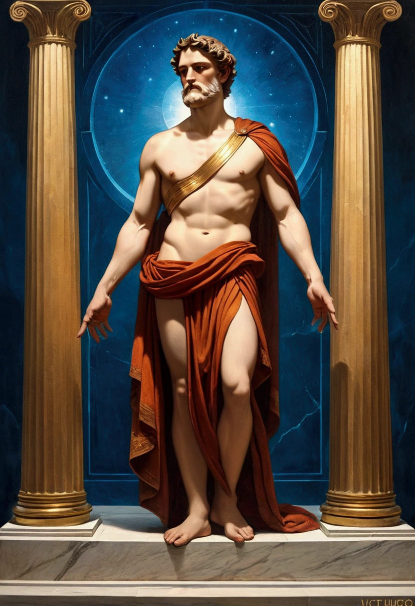 Ancient Greek Art, Renaissance, by Victor Hugo, full body, cinematic still, (best quality, masterpiece, photorealistic), very aesthetic, perfect composition, intricate details, ultra-detailed, vivid colors