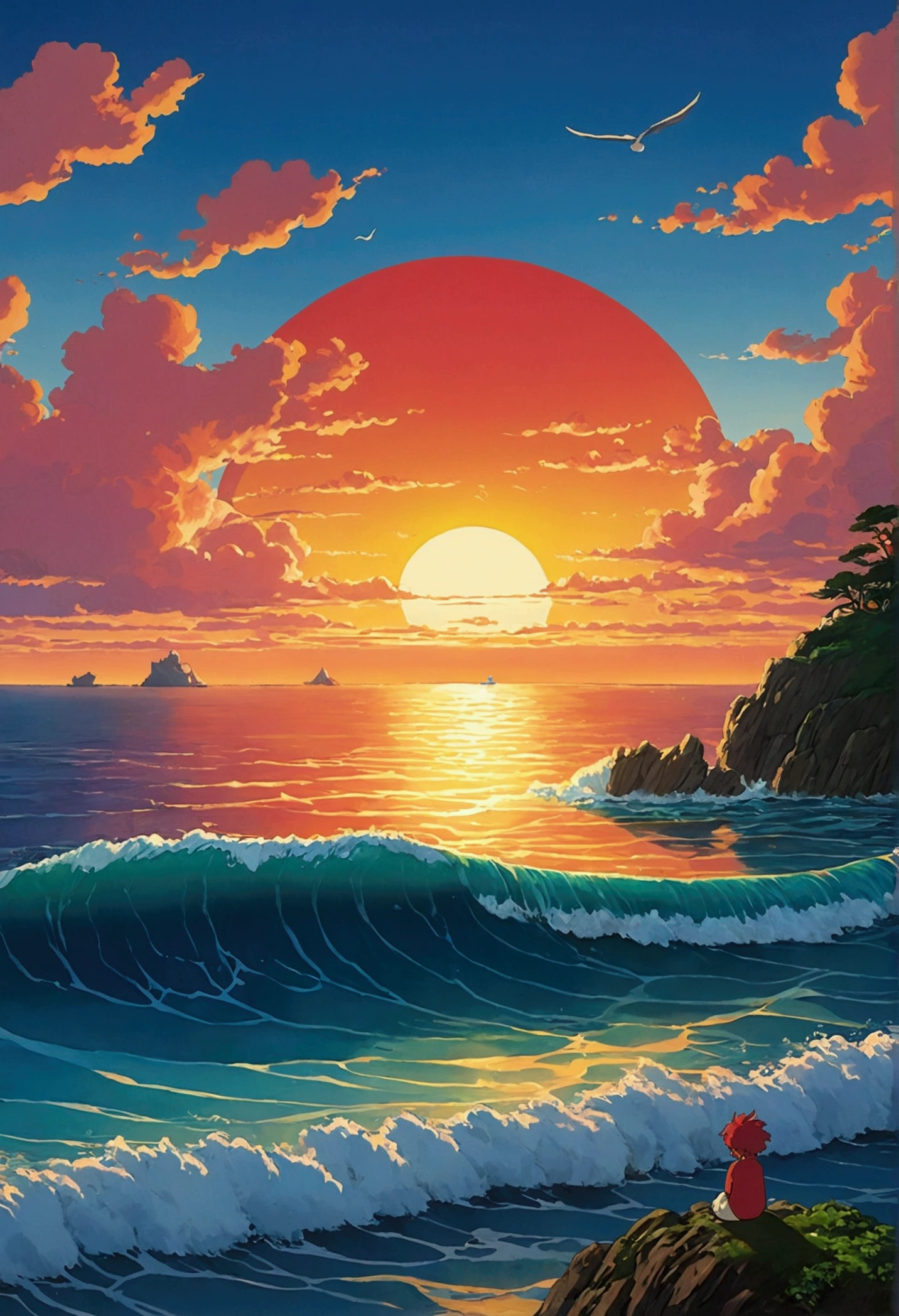 Ghibli Ocean sunset Ponyo