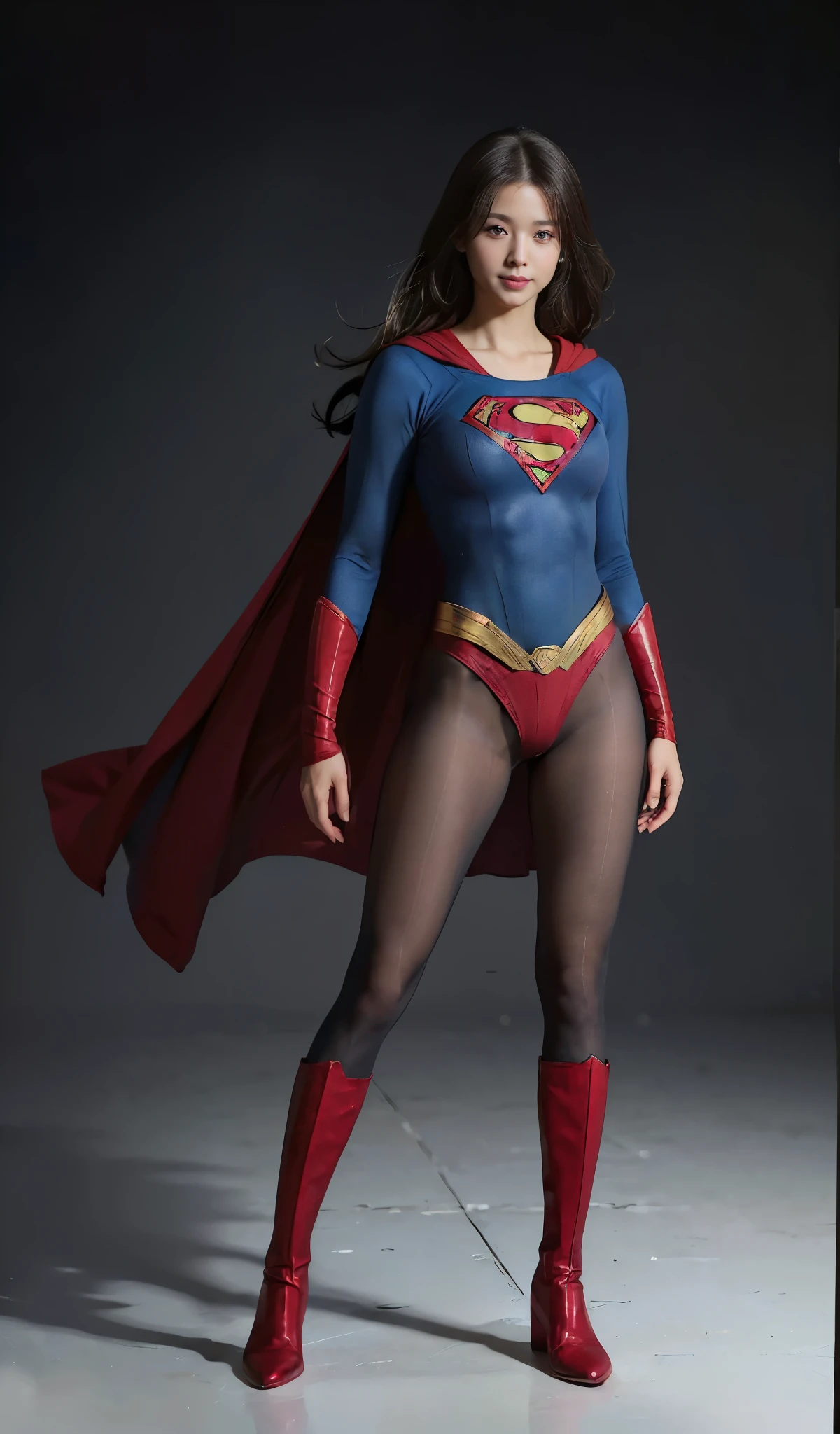 No background、(((Beautiful short haircut)))、(((Beautiful legs in black tights.)))、(((Legally express the beauty of your smile)))、((((Make the most of your original images)))、(((体にぴったりフィットするSupergirl Costume)))、(((Supergirl Costume)))、(((short and beautiful hair)))、(((suffering)))、(((Please wear black tights....、Wear red boots)))、((Best image quality、8k))、((Highest quality、8k、masterpiece:1.3))、(((Preserve background )))、Sharp focus:1.2、Beautiful woman with perfect figure:1.4、Slim Abs:1.2、Wet body:1.5、Highly detailed face and skin texture、8k